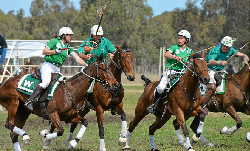Warwick’s Anita Sheppard and Jess Osbourne against Bauhinia’s David Mangan in the Queensland championships at Bony Mountain.